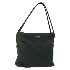 PRADA Tote Bag Nylon Green Silver Auth bs27520